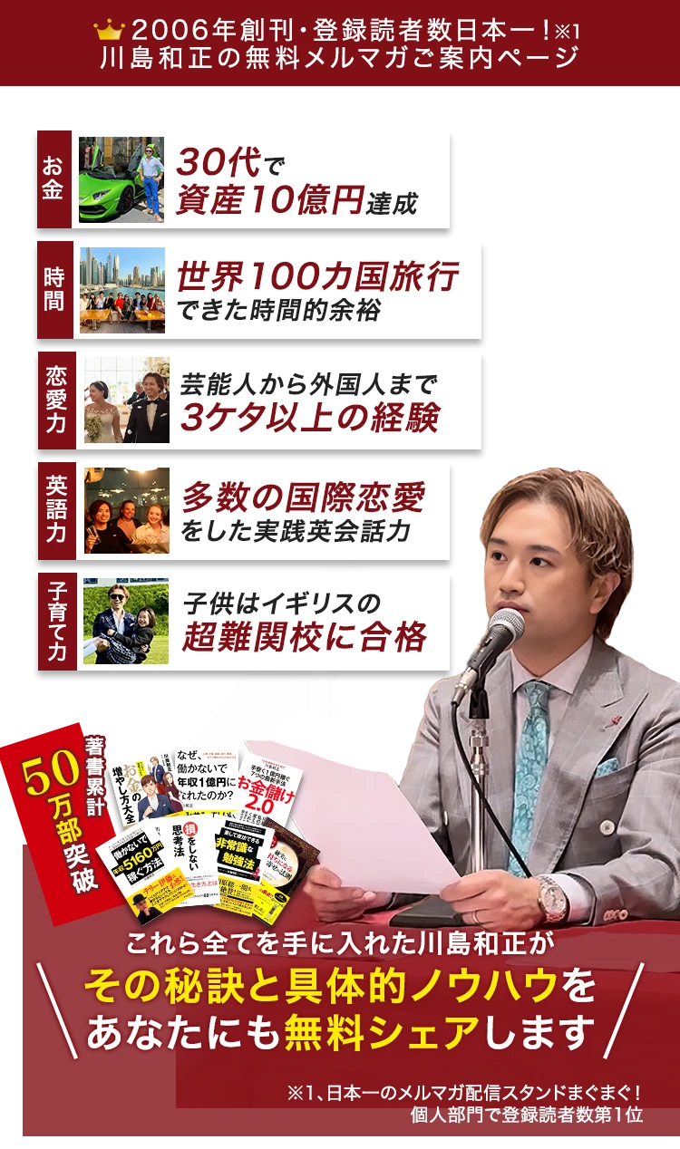 2006年創刊・登録読者数日本一!川島和正の無料メルマガご案内ページ